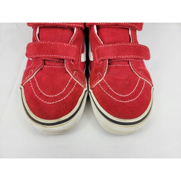 Vans Hook And Loop High Top Shoes Sneakers Youth Size 5.5Y Red White 721454 - Picture 8 of 12